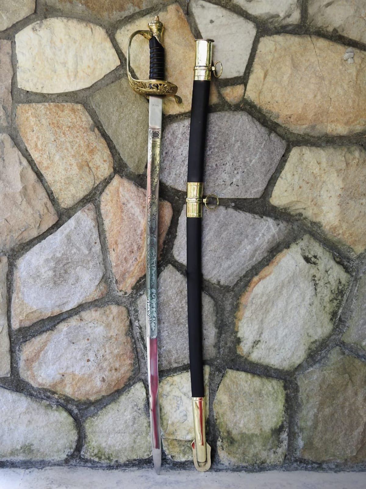 U.S M-1850 Staff and Field Officer Sword, Steel Scabbard Black With brass fittings - Image 2