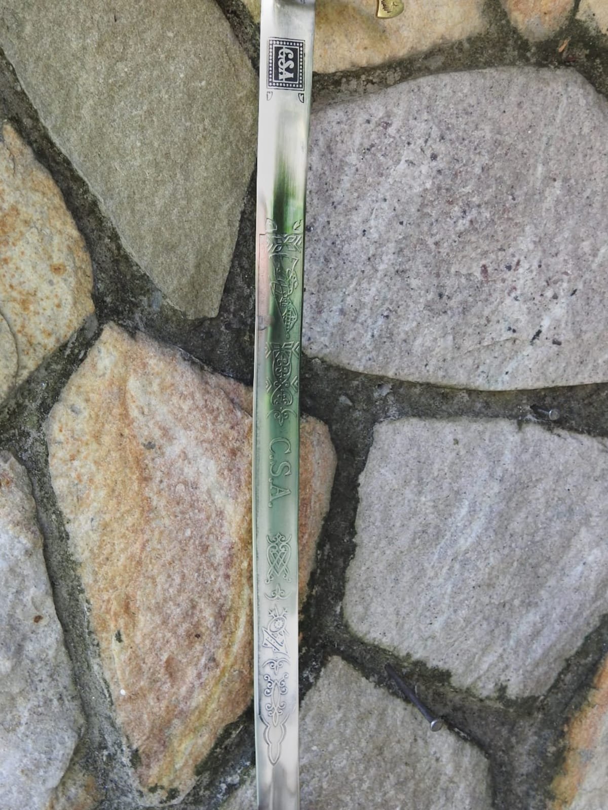 Confederate Cavalry Officers Sword With Etching Steel Scabbard Has Black Finish And Brass Fittings - Image 3